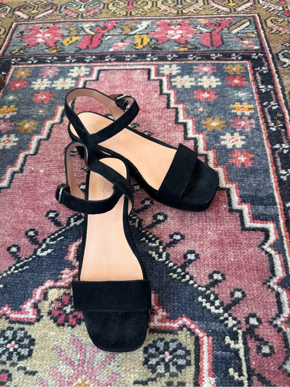Madewell  Black Suede/velvet  Ankle-Strap dress shoes